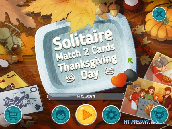 Solitaire Match 2 Cards Thanksgiving Day
